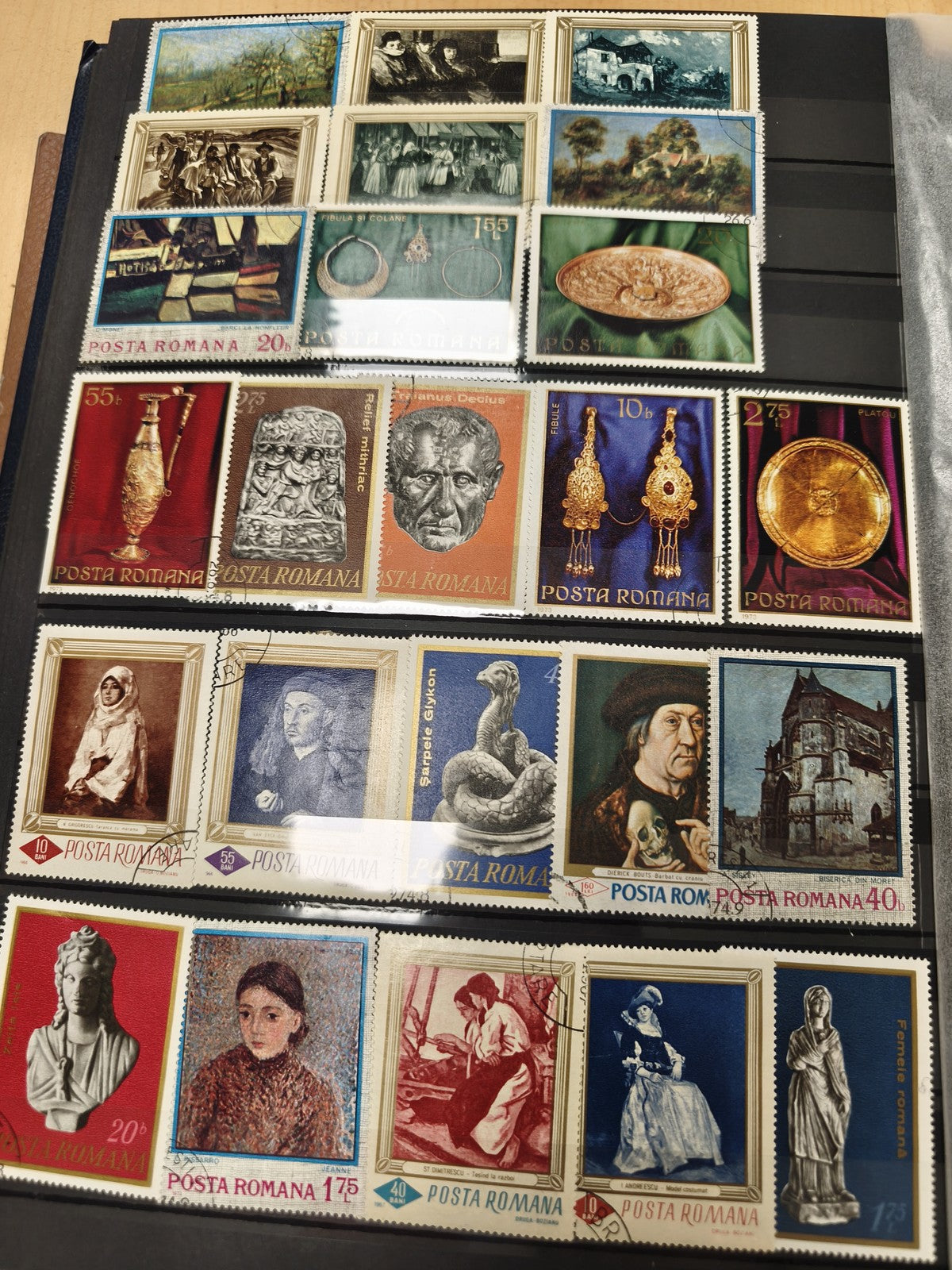Lot de timbres Posta Romana thématiques art et histoire, multicolores (support n
