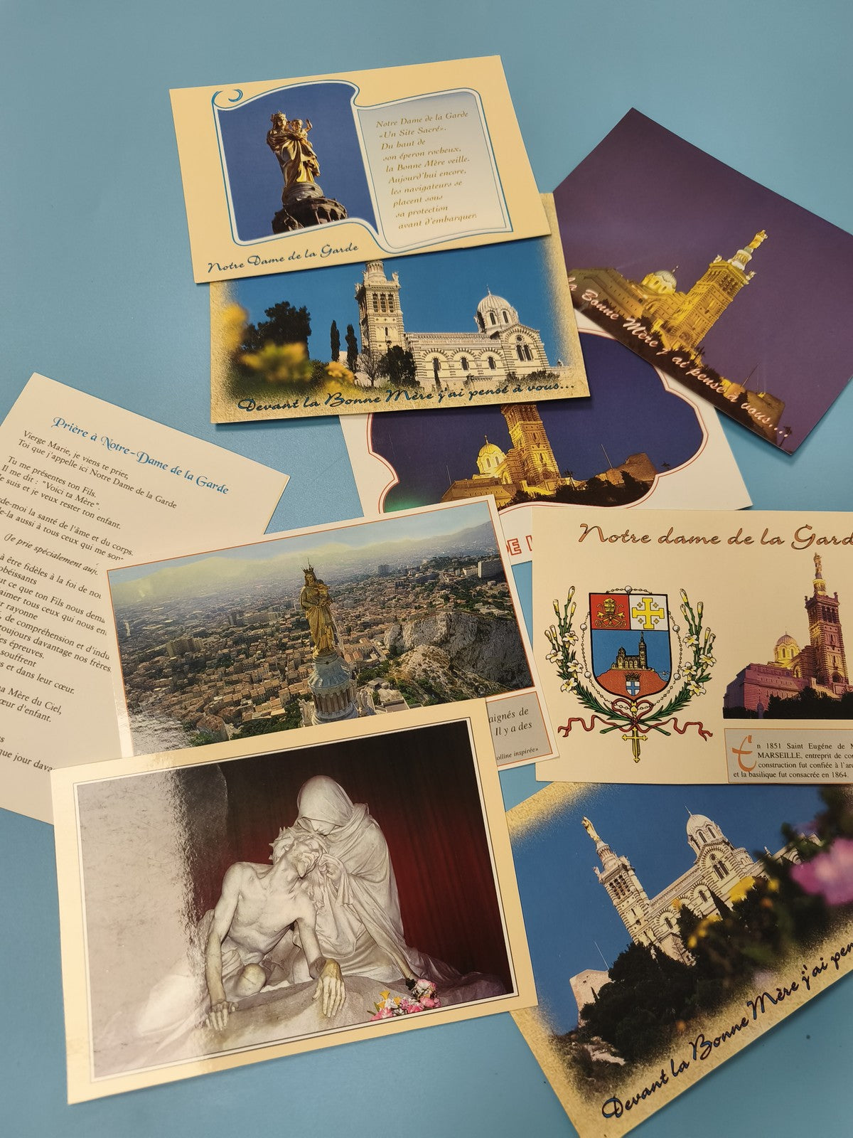 Lot cartes postales vintage Notre Dame de la Garde Marseille vues et prières