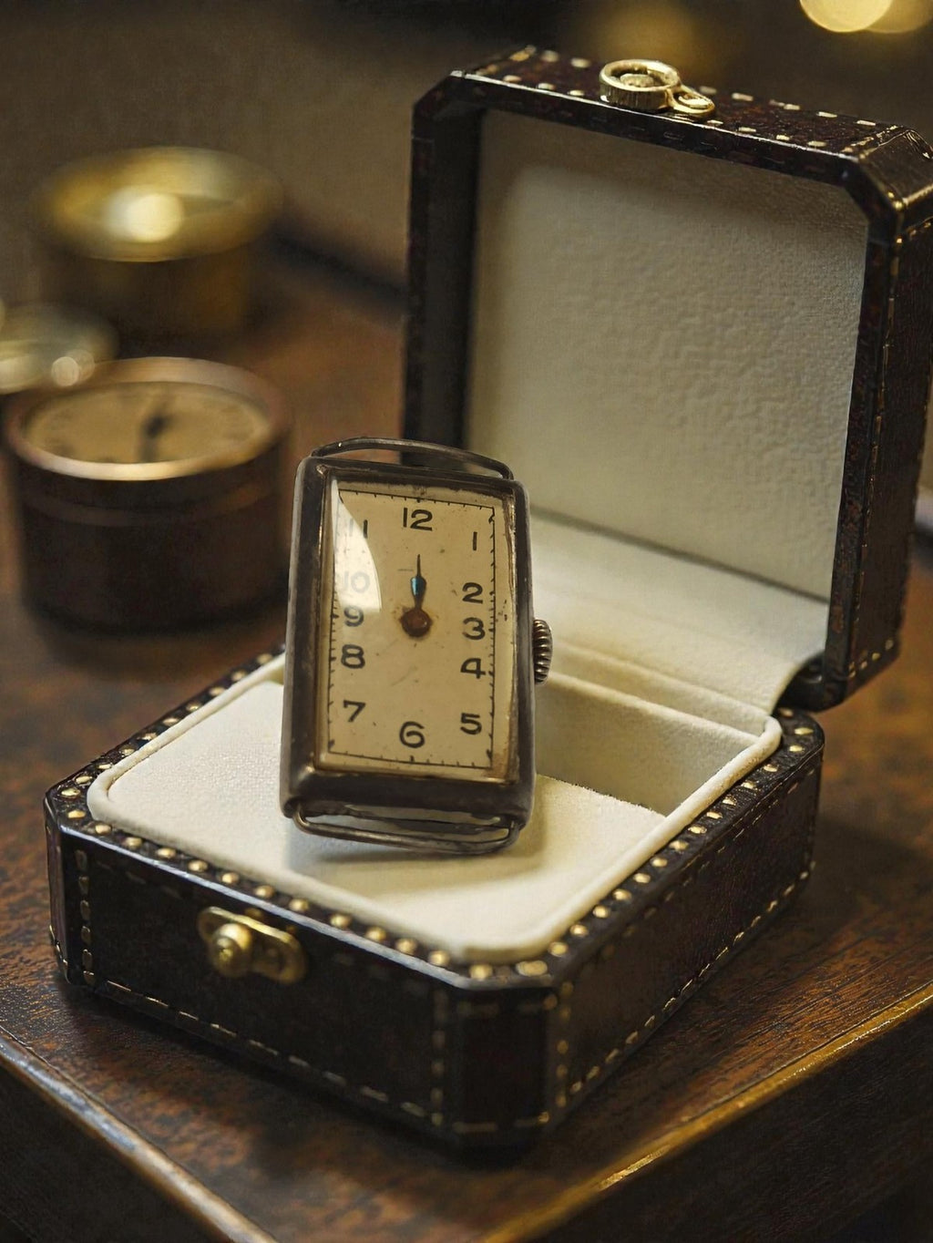 Montre mécanique ancienne femme rectangulaire vintage à restaurer rétro