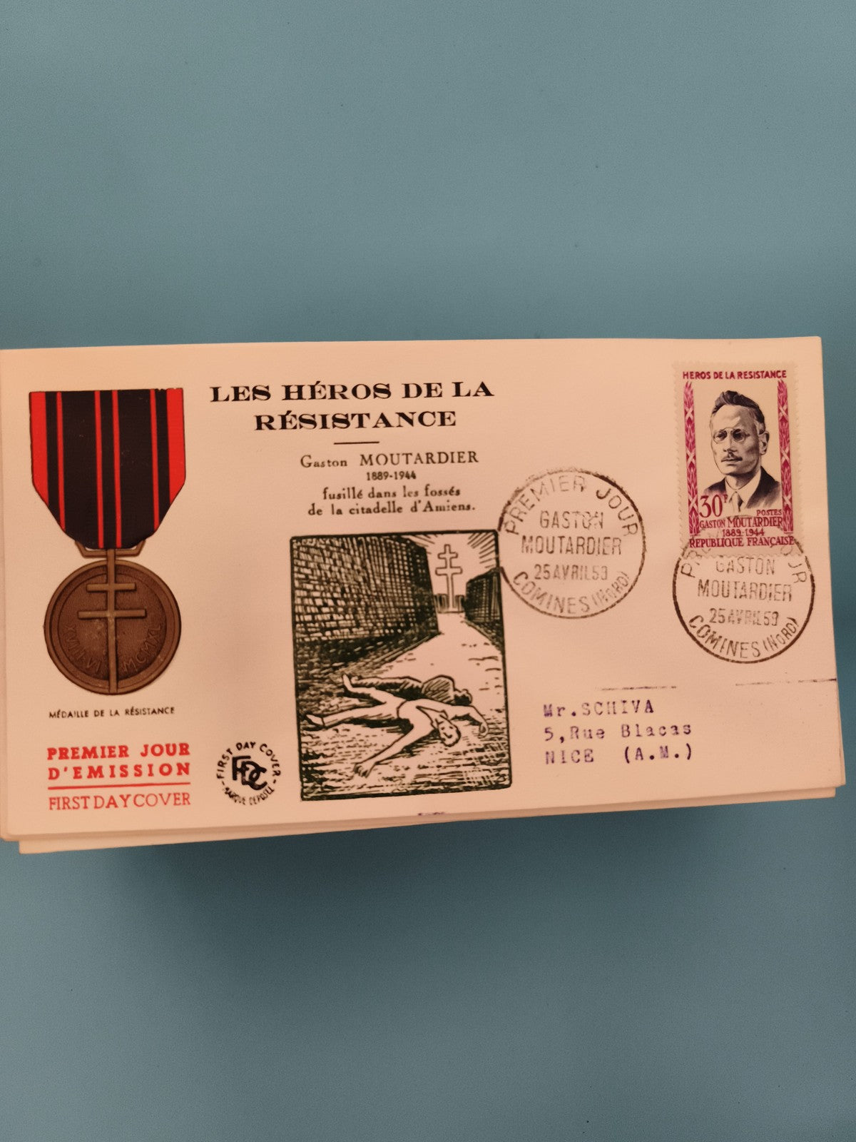 Lettre Premier Jour Héros Résistance Gaston Moutardier 1984 FDC Philatélie