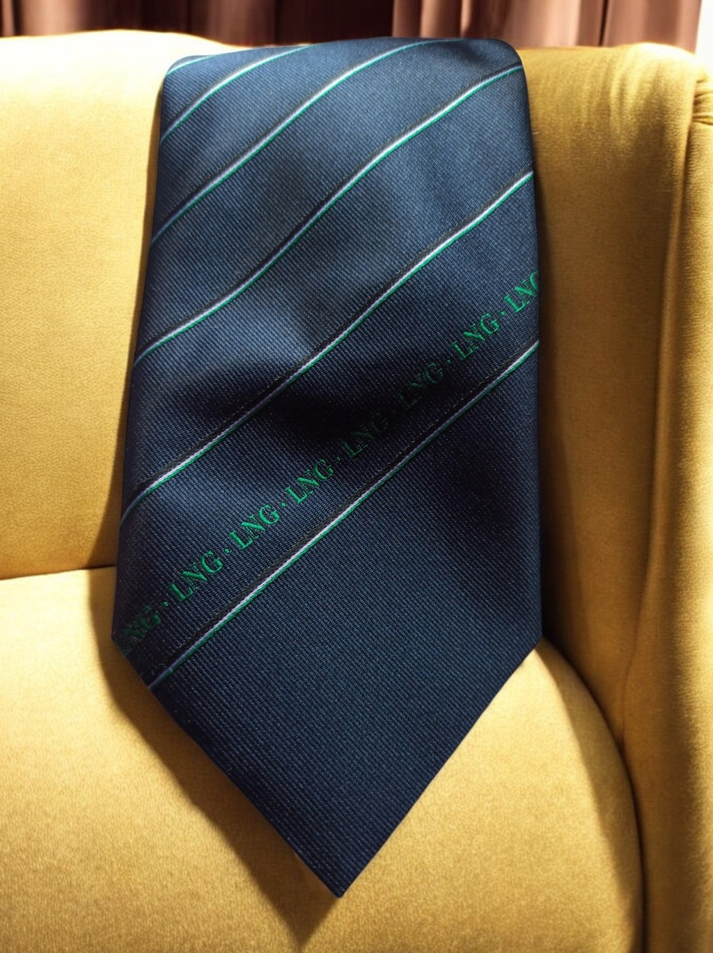 Cravate vintage rayée bleu marine vert LNG Creation Croone rétro homme