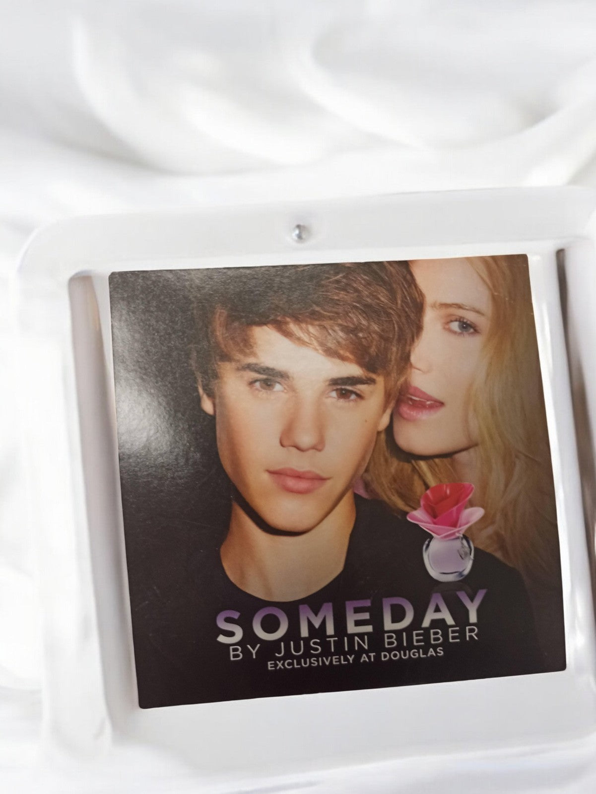 Carte publicitaire parfum Someday Justin Bieber vintage ancien