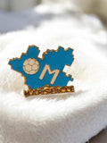 Pin's vintage OM Marseille football bleu doré ancien badge rétro années 90