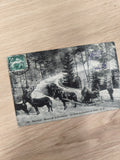 Ancienne carte postale CPA Dauphiné Chartreuse hiver chevaux attelés timbre