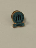 Vintage UNHCR pin, old retro humanitarian collection badge, original item