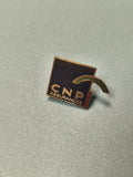 Vintage pin's CNP Assurances carré logo bleu ancien collection (Ref 14)
