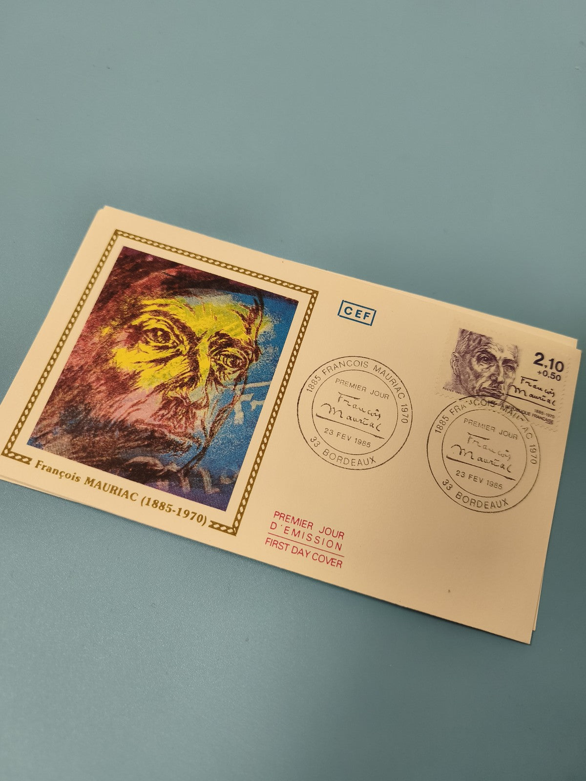 Enveloppe FDC Premier Jour François Mauriac 1985 Bordeaux timbre illustré