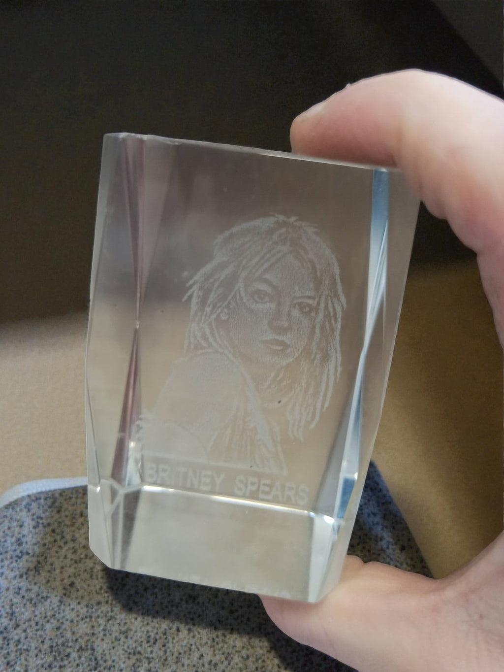 Décoration cristal Britney Spears gravée 3D avec boîte, objet décoratif pop