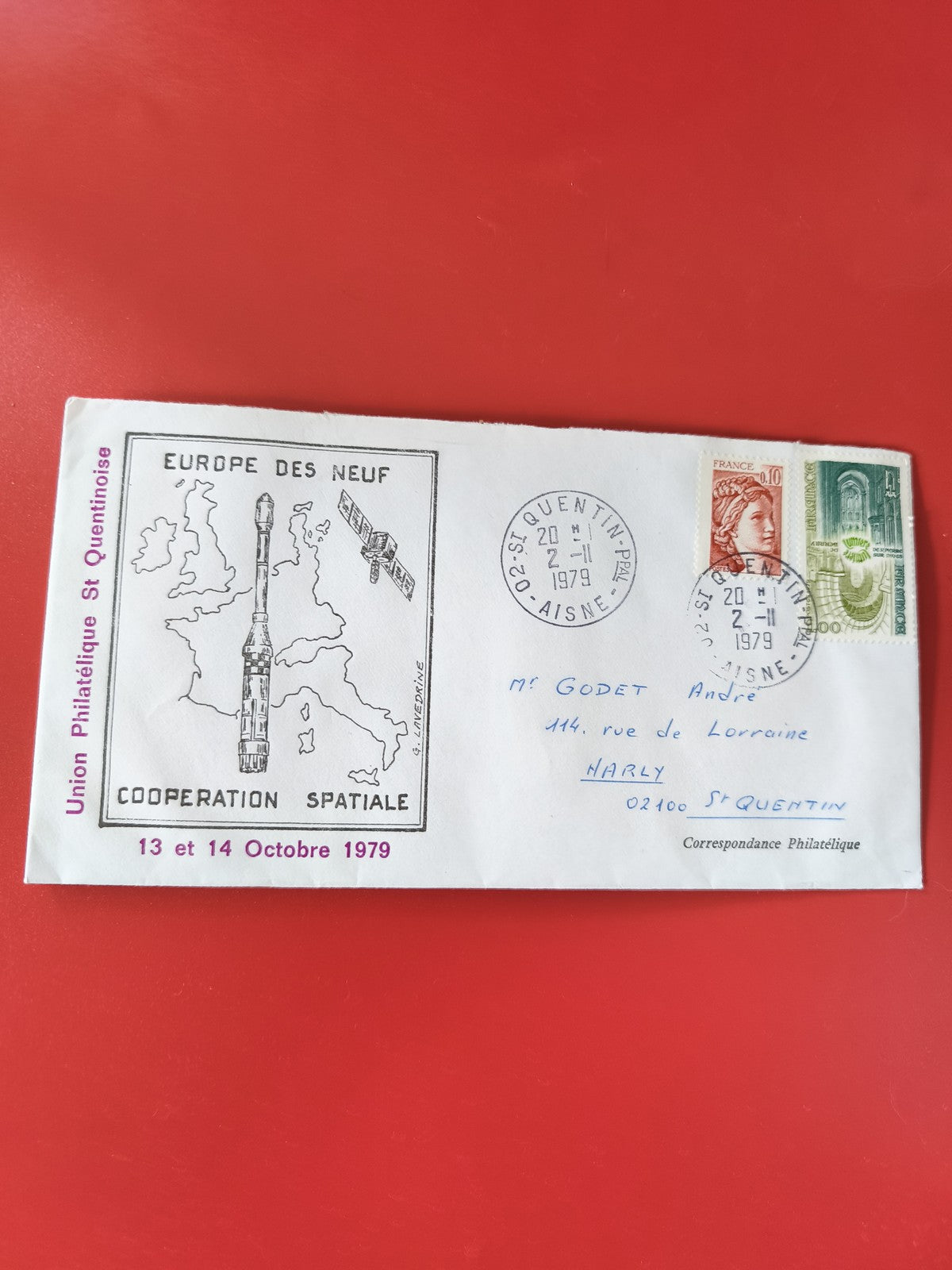 Enveloppe philatélie Europe des Neuf Coopération Spatiale 1979 timbres France
