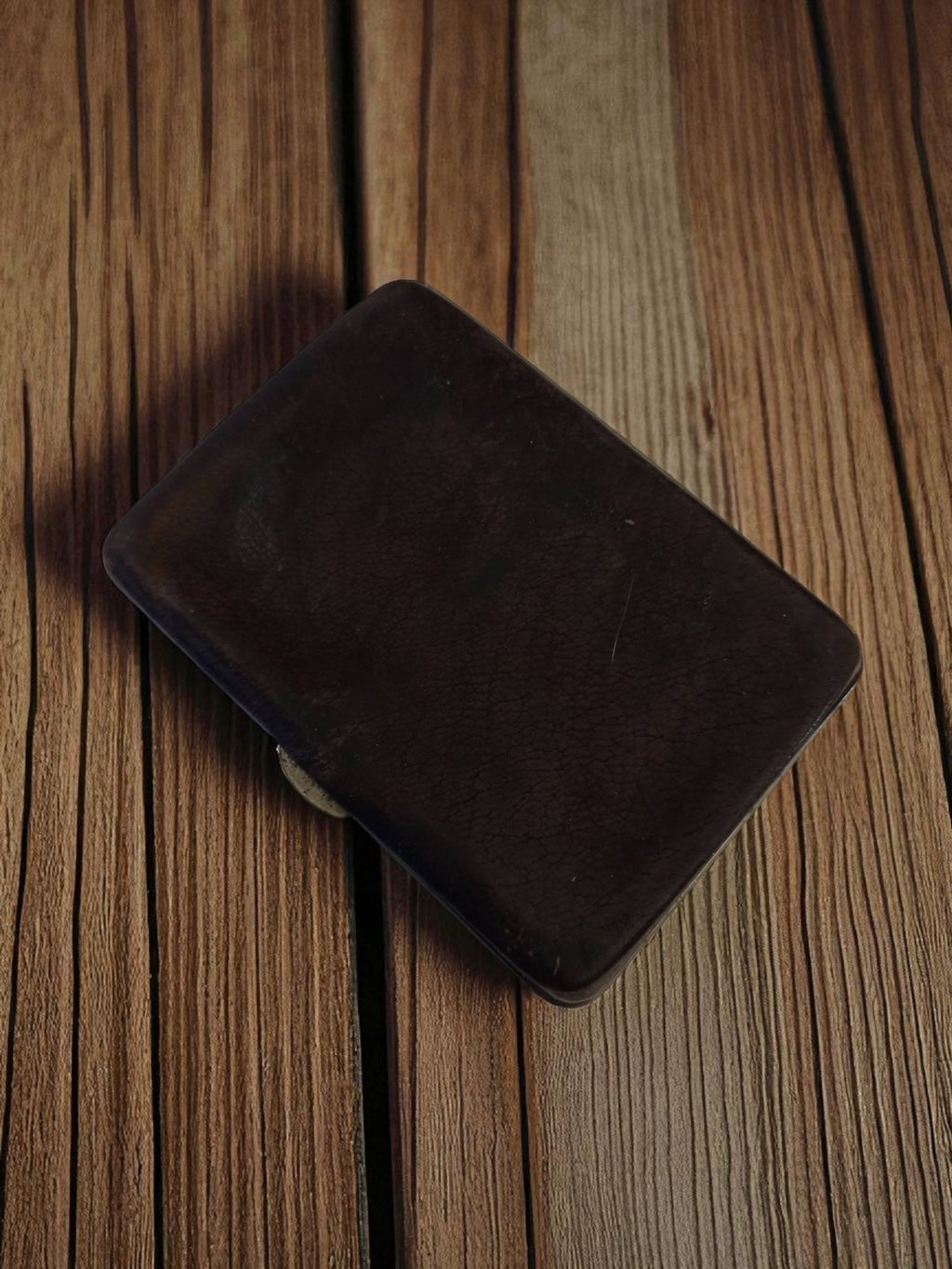 Porte-cartes ancien vintage cuir brun, accessoire élégant rétro