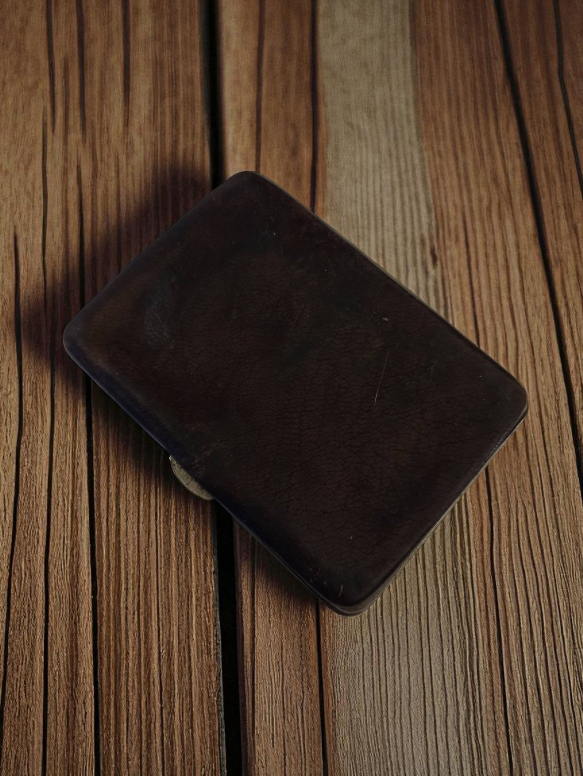 Porte-cartes ancien vintage cuir brun, accessoire élégant rétro