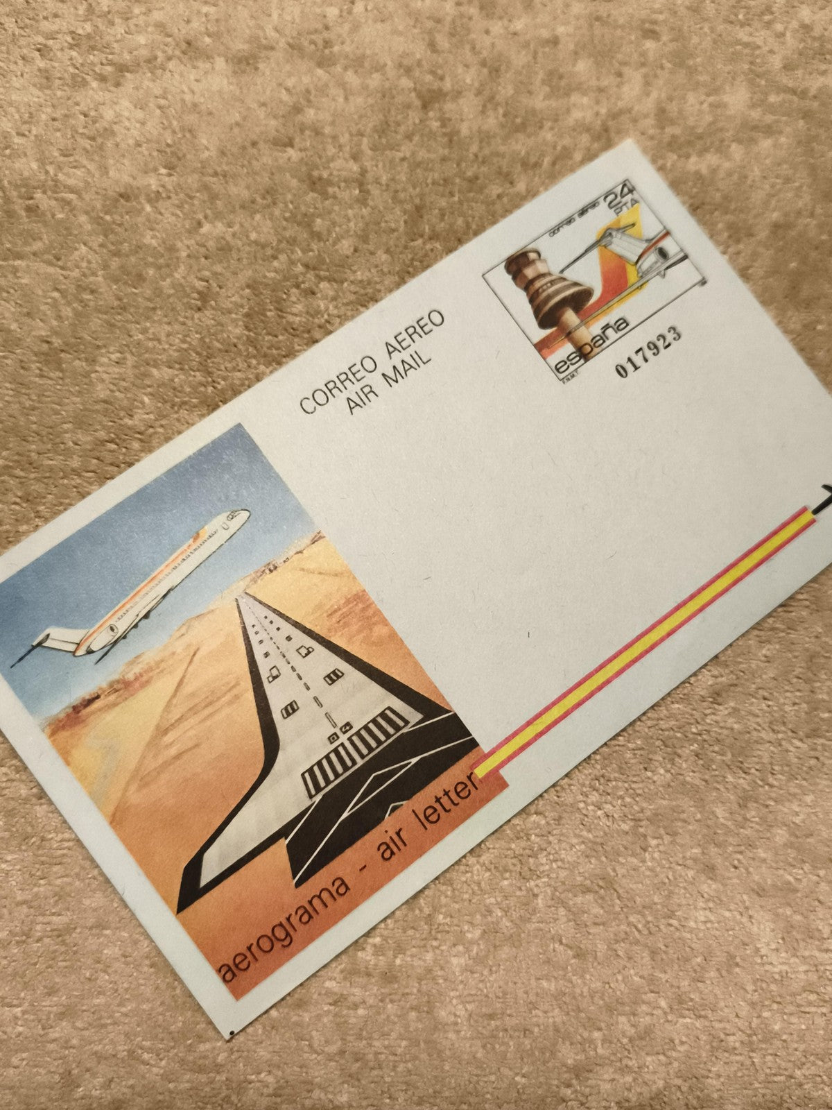 Aerogramme Espagne avion illustré affranchi 24 pts philatélie air mail