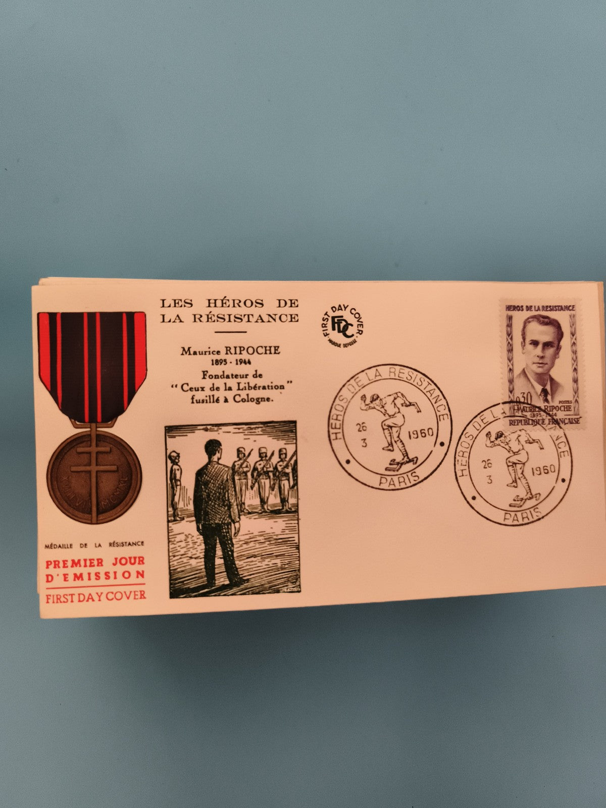 Lettre FDC Héros de la Résistance Maurice Ripoche 1960 Paris philatélie (Ref 2)
