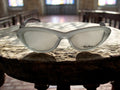 Monture lunettes vintage Thierry Mugler blanc givré œil de chat, deadstock
