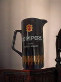 Pichet publicité 100 Pipers Scotch Whisky noir or vintage rétro bar ancien