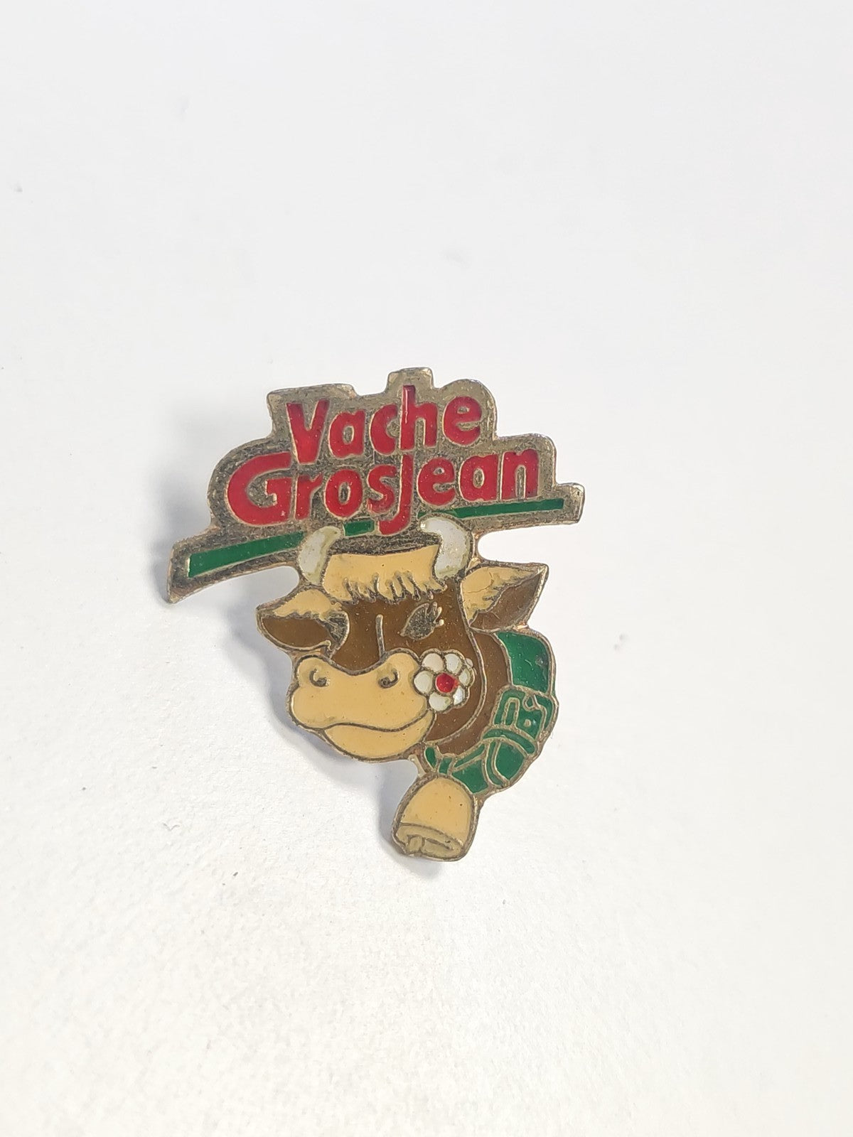 Pin's rétro ancien vache Grosjean collection publicitaire laitage France vintage