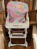 Chaise haute poupée Vogue vintage, plastique blanc rose, accessoire rétro années