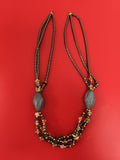 Collier ancien perles hématite pierres naturelles multirangs vintage