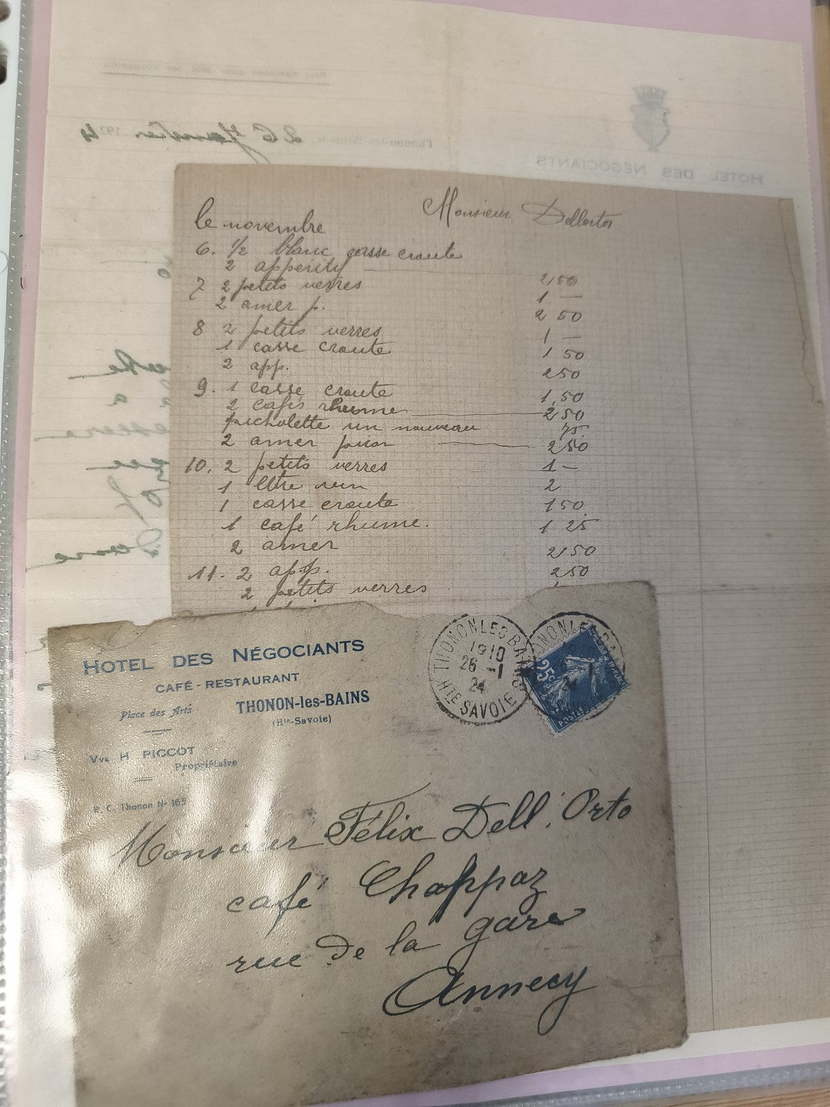 Ancienne enveloppe philatélie 1910 Thonon-les-Bains Annecy manuscrite collection