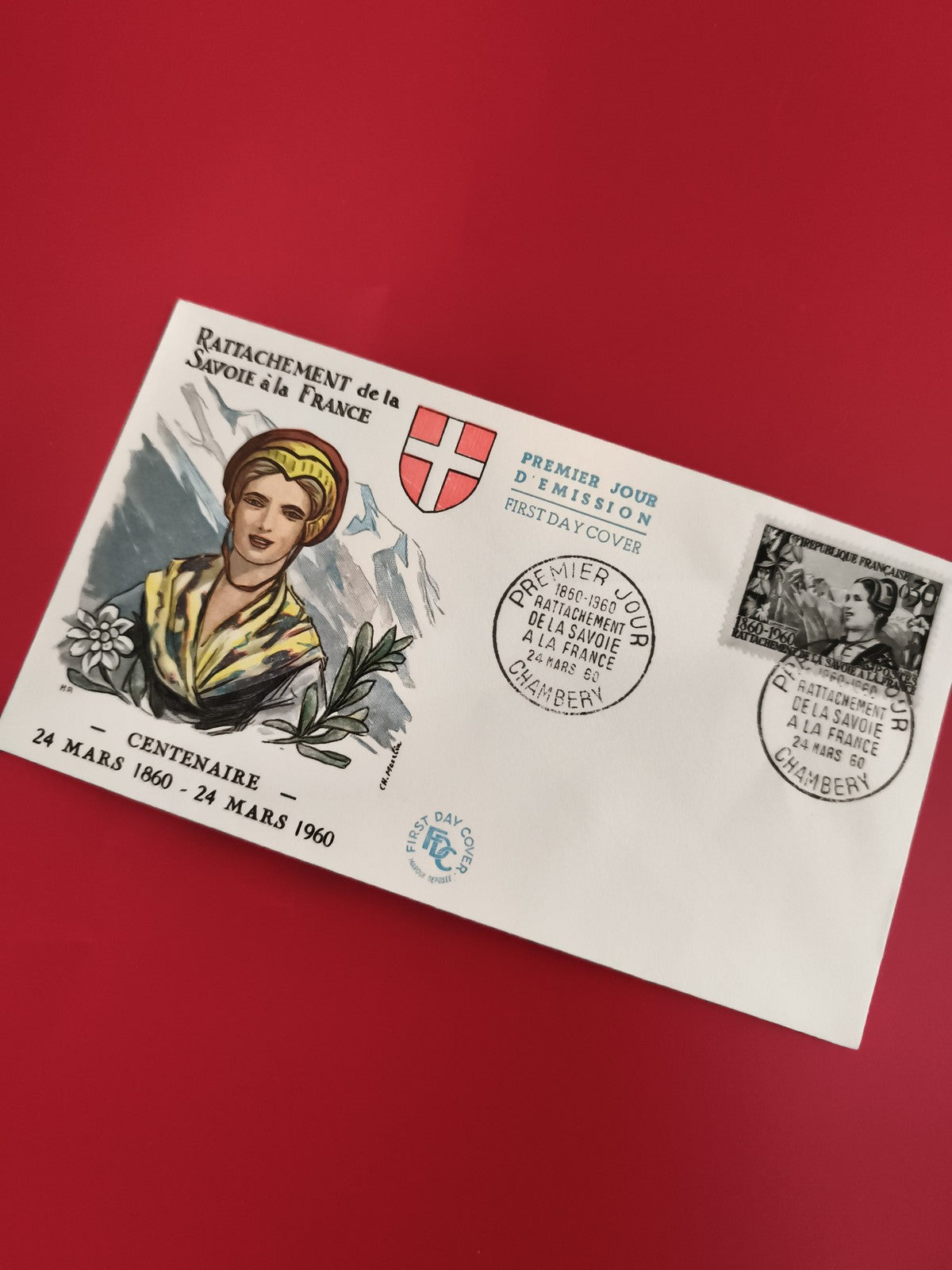 Lettre premier jour Savoie France 1960 FDC rattachement centenaire philatélie (R