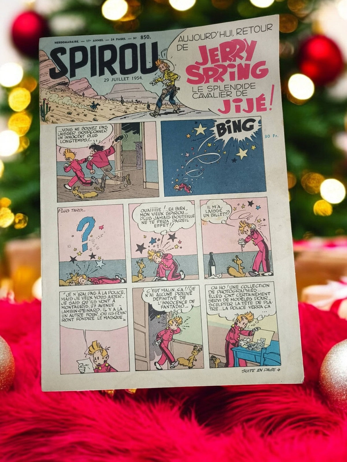 Magazine Spirou n°850 1954 vintage, Jerry Spring Jijé, BD hebdomadaire ancien