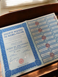 Action ancienne Société Minière Djebel Felten 1952 bleu, action au porteur vinta