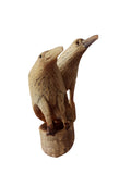 Sculpture ancienne oiseaux en os et corne, décor animalier, taxidermie déco