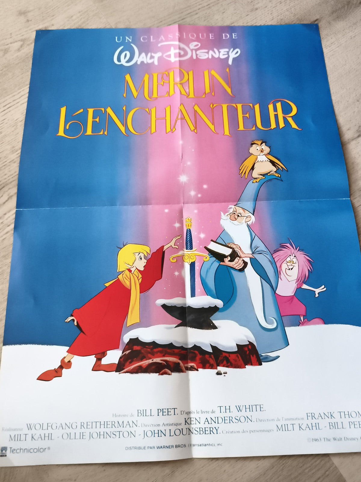 Poster Walt Disney Merlin l'Enchanteur film animation affiche cinéma Technicolor