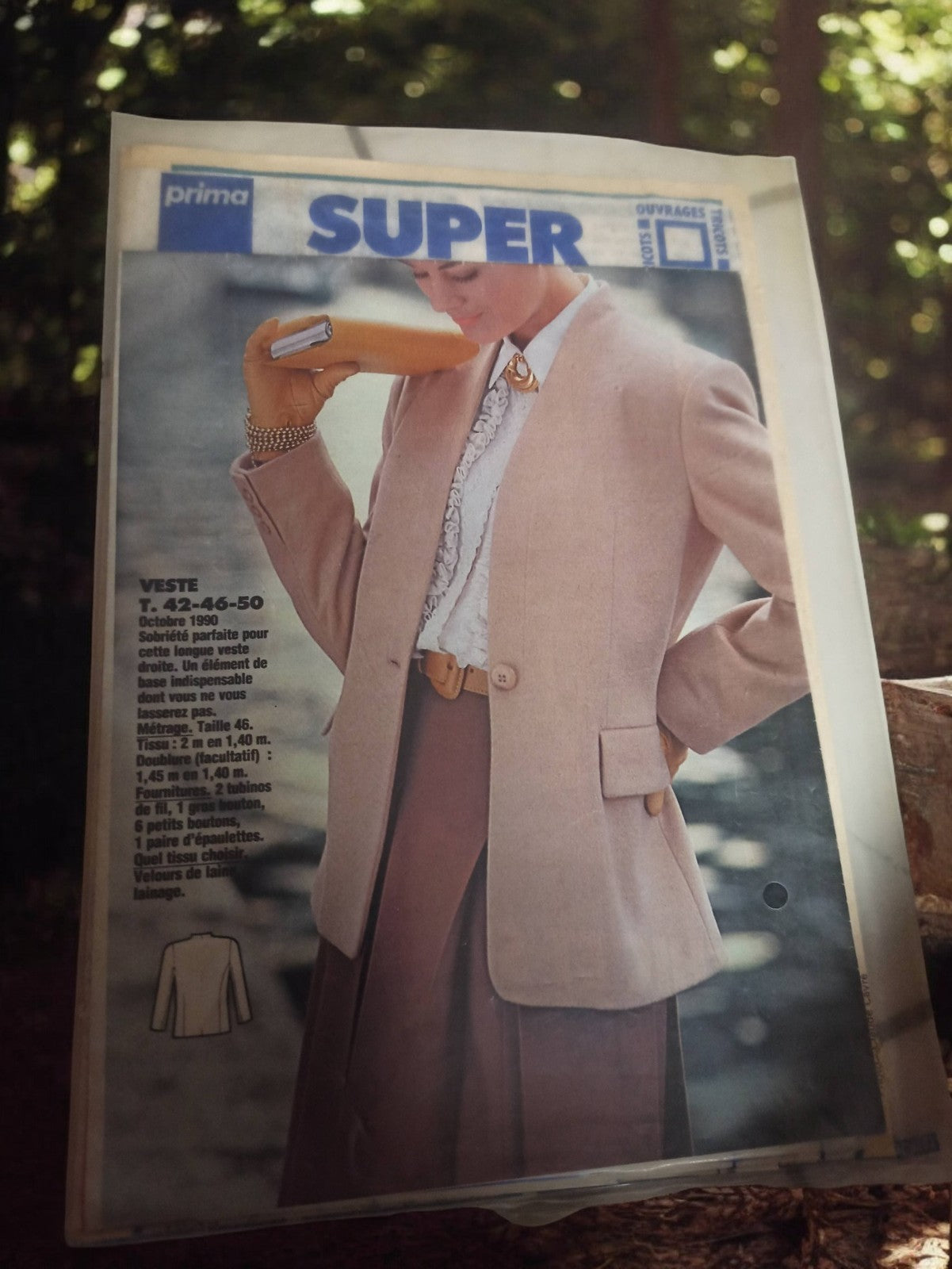 Patron couture veste femme vintage Prima 1990, modèle rétro ancien, rare