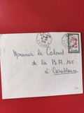 Enveloppe timbrée Maroc Fedala 1951 adressée Casablanca, cachets visibles