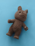 Figurine ours brun flocké Sylvanian, jouet animal miniature, vintage toy