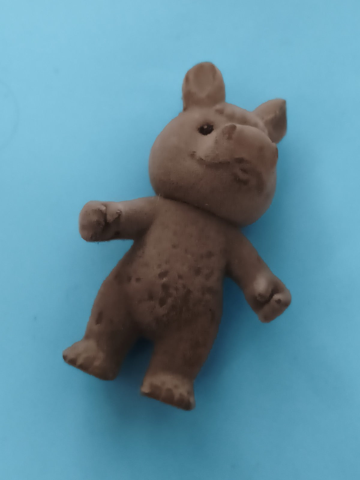 Figurine ours brun flocké Sylvanian, jouet animal miniature, vintage toy