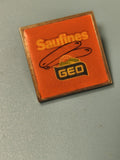 Vintage pin's Saufines GEO carré orange, publicité ancienne collection