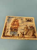 Carte postale philatélie Journée du Timbre 1957 voilier La Rochelle