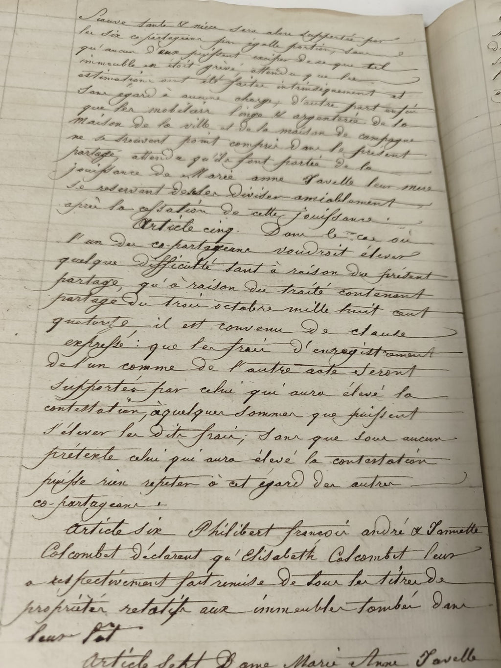 Acte manuscrit 1816 papier timbré Louis XVIII succession Colombet XIXe
