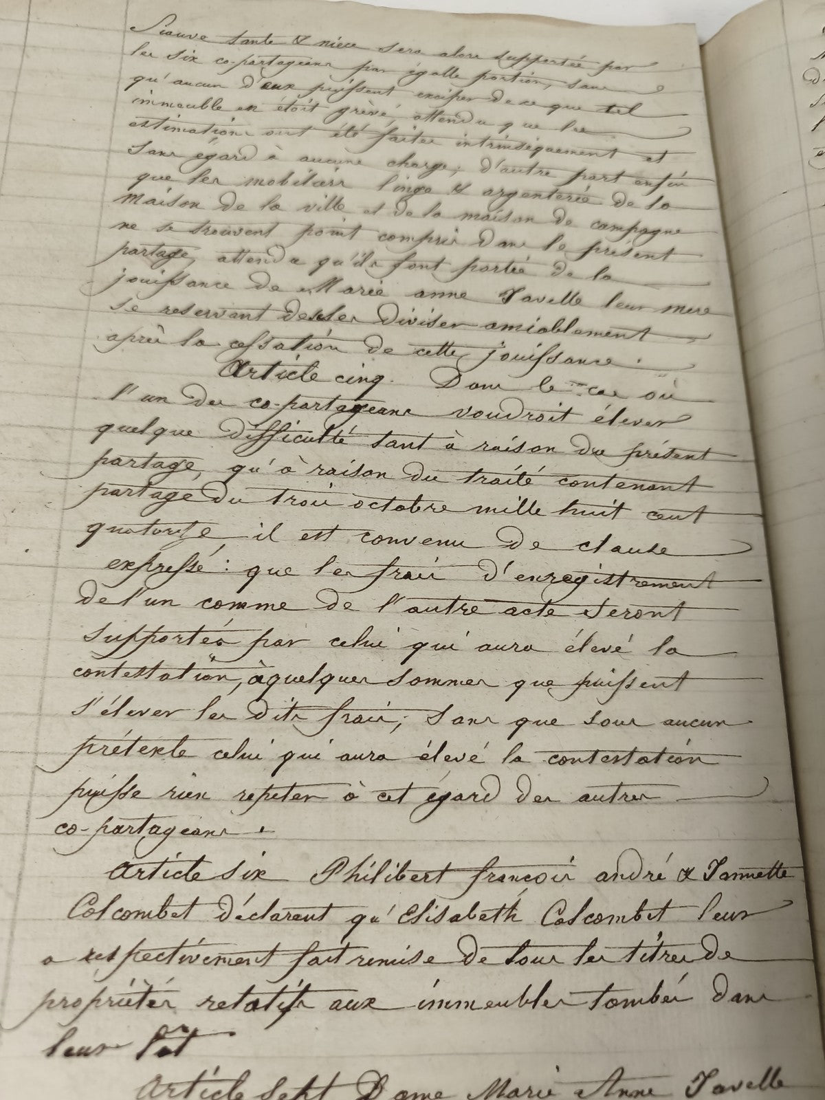 Acte manuscrit 1816 papier timbré Louis XVIII succession Colombet XIXe