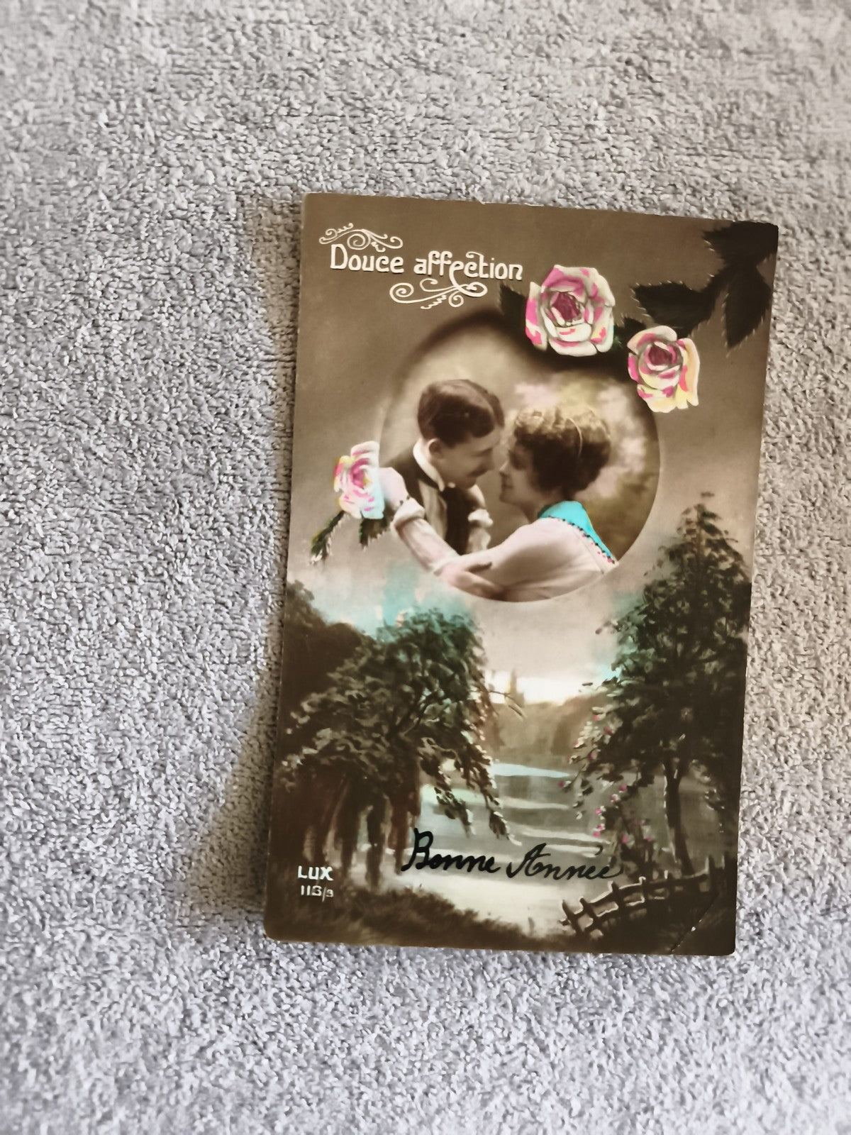 Carte postale ancienne Douce affection Bonne Année LUX 113/3 CPA