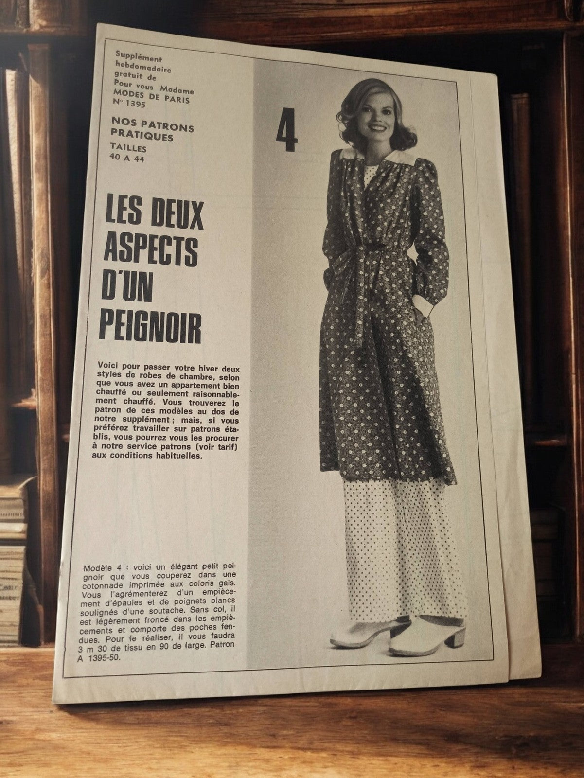 Patron couture ancien peignoir Modes de Paris vintage années 60 rétro