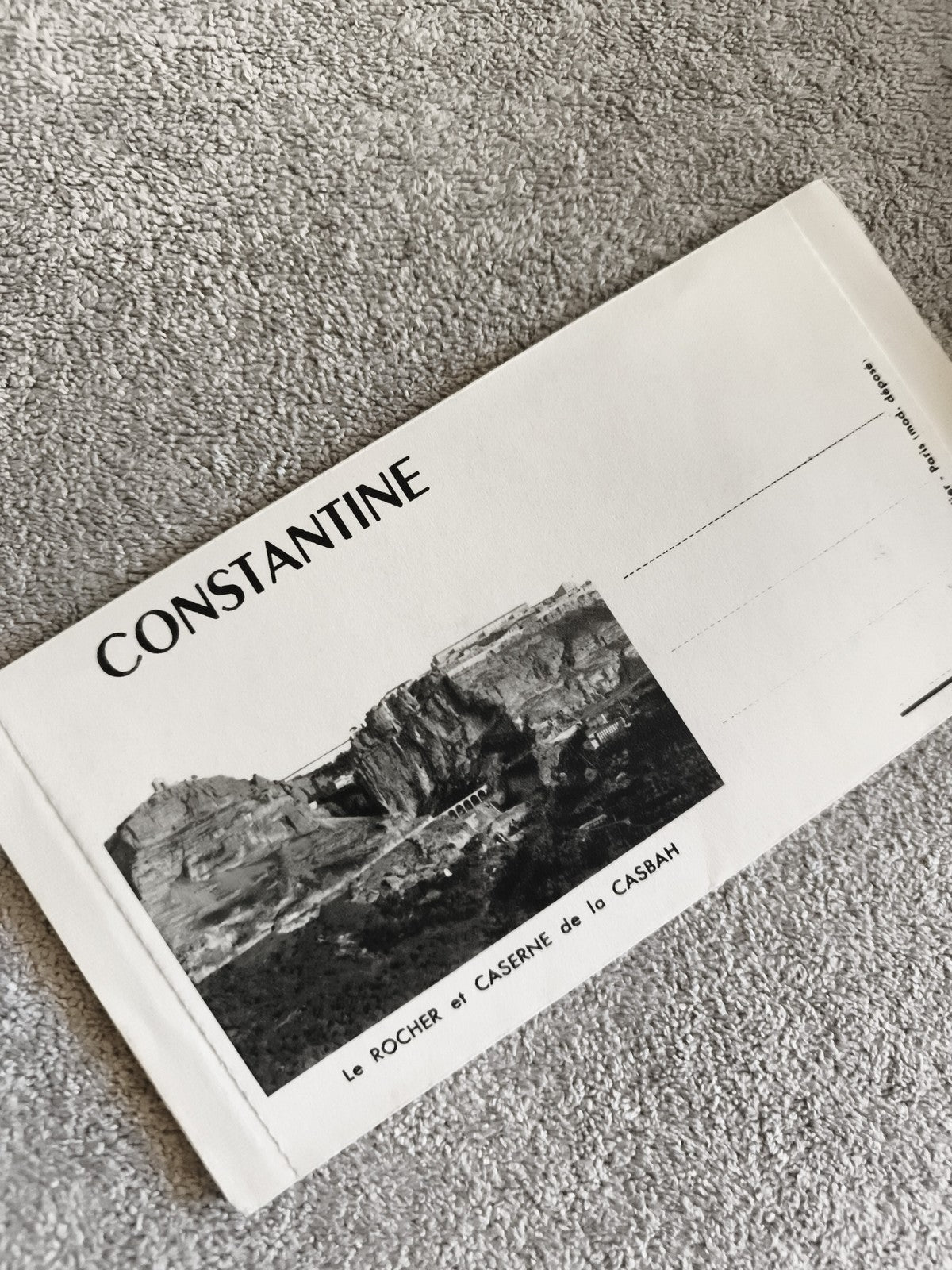 CPA Constantine Le Rocher Caserne Casbah Algérie carte postale noir et blanc