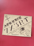 Carte radio 7X3RT Sahara décorée, motif palmier et chameau, calligraphie