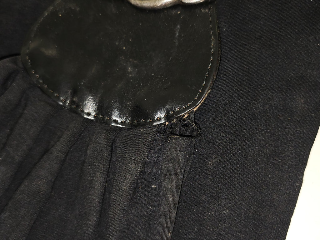 Ceinture vintage femme cuir et tissu boucle métal France années 1970 Ancienne ré