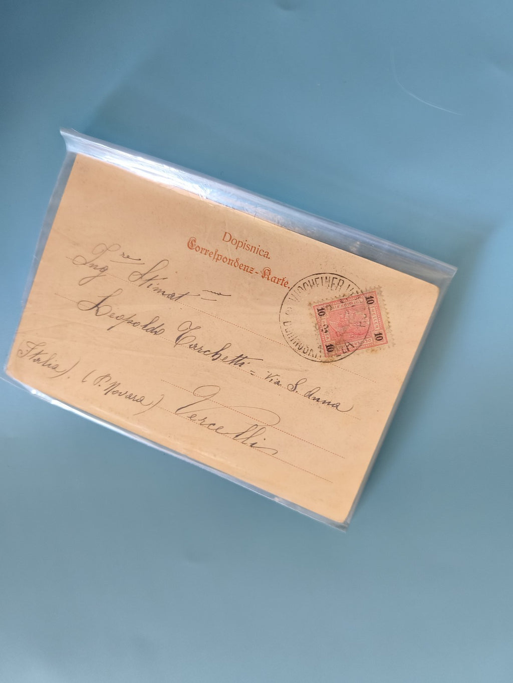 Carte postale vintage allemande époque coloniale, timbre et oblitération ancienn