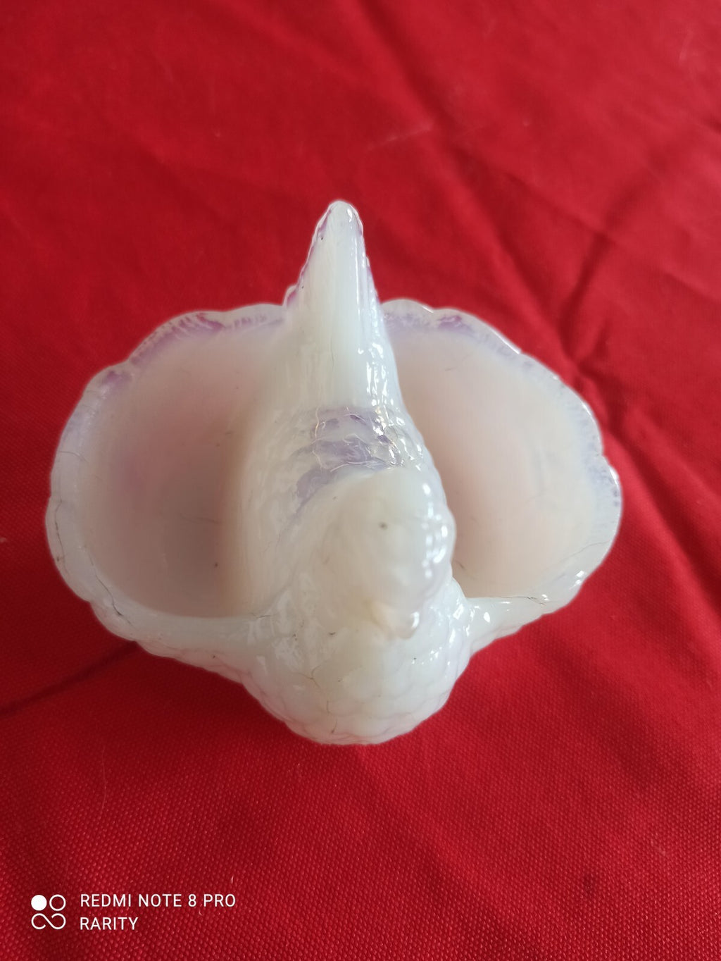 Sculpture oiseau opaline blanche vintage 1970s déco verrerie rétro