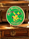Pin's vintage US Villereal Football rond vert joueur rétro