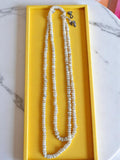 Collier perles de culture authentiques vintage, blanc, fermoir métal, ancien