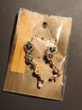 Boucles d’oreilles vintage pendantes fleurs papillon émaillées deadstock