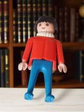 Figurine Playmobil vintage années 70 rouge bleu ancien personnage rétro jouet