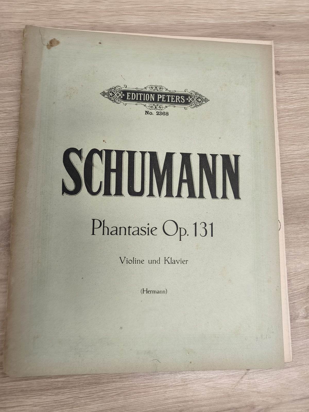 Ancien livre partitions violon piano Schumann Op.131 Edition Peters vintage