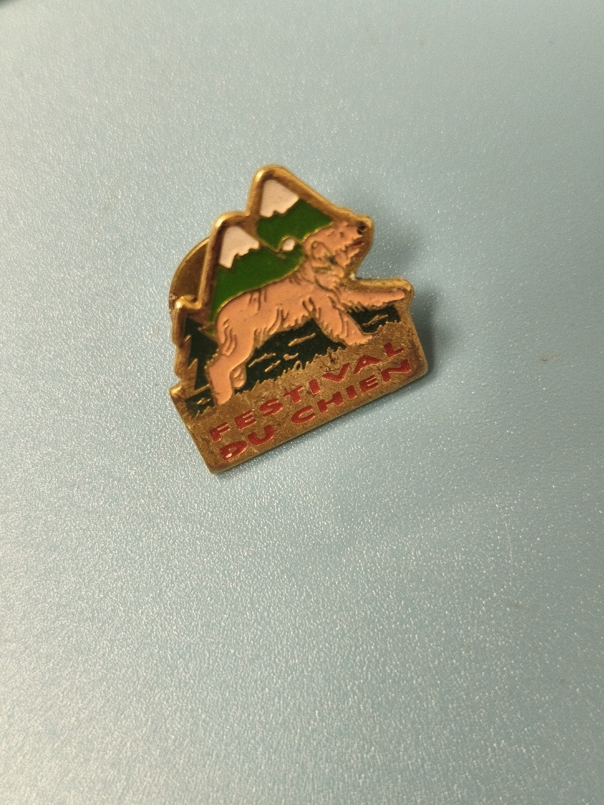 Vintage pin's Festival du Chien montagne chien collection badge ancien Ref 14