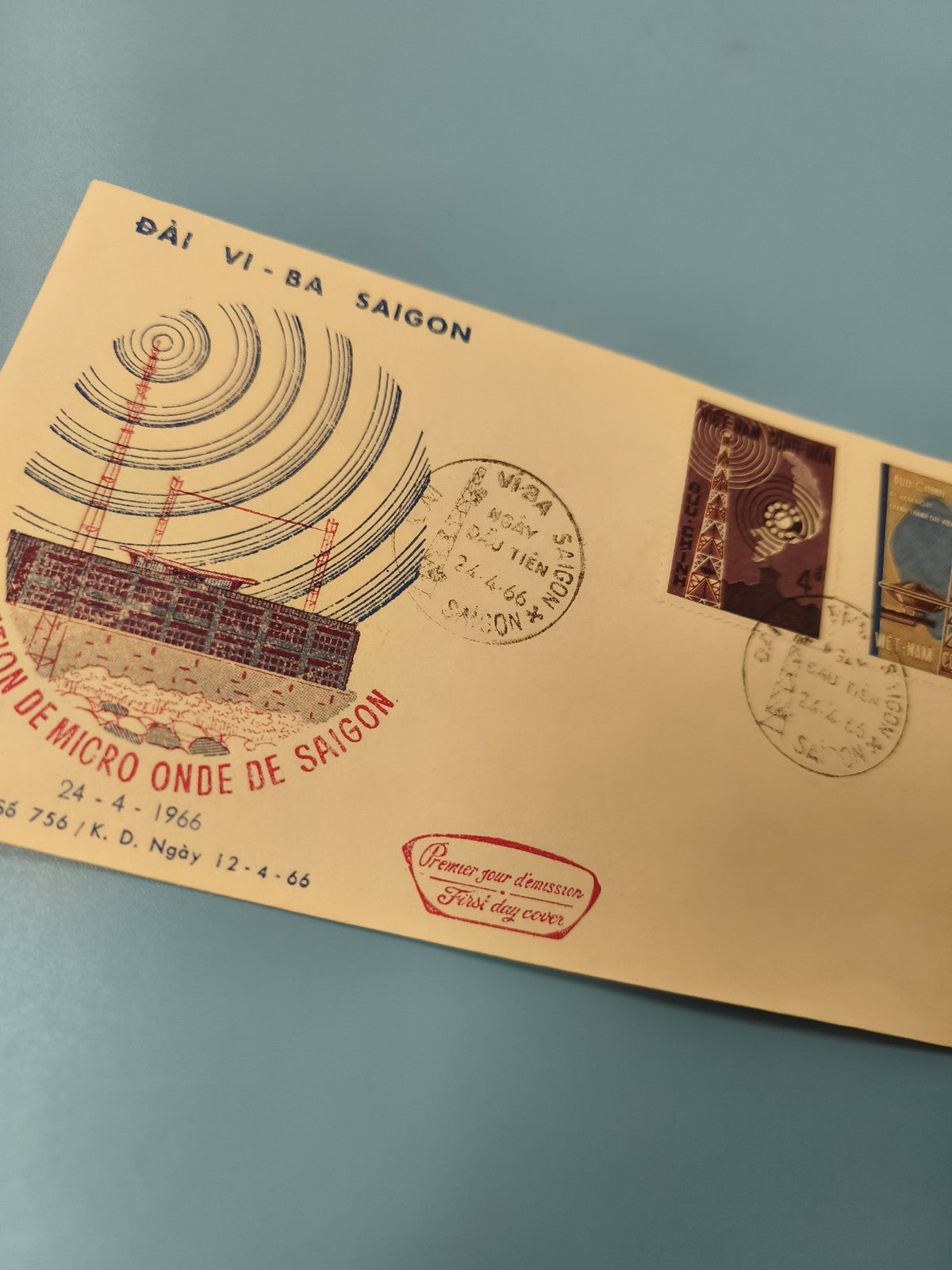 Ancienne enveloppe FDC Vietnam 1966, timbres, Saigon, premier jour émission